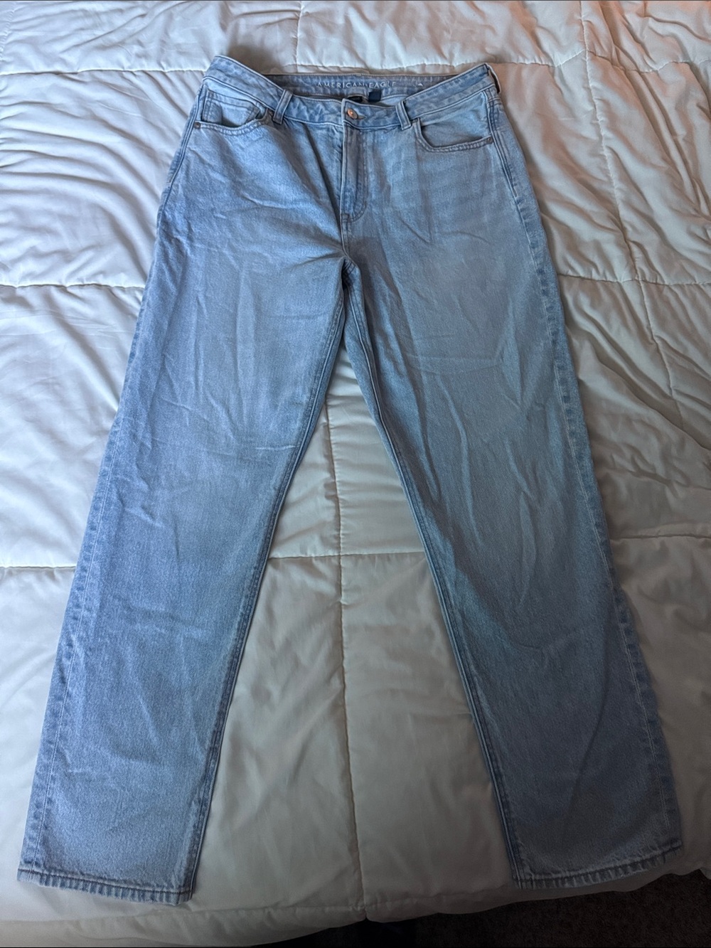American Eagle Outfitters Light Blue Straight-Leg Jeans
